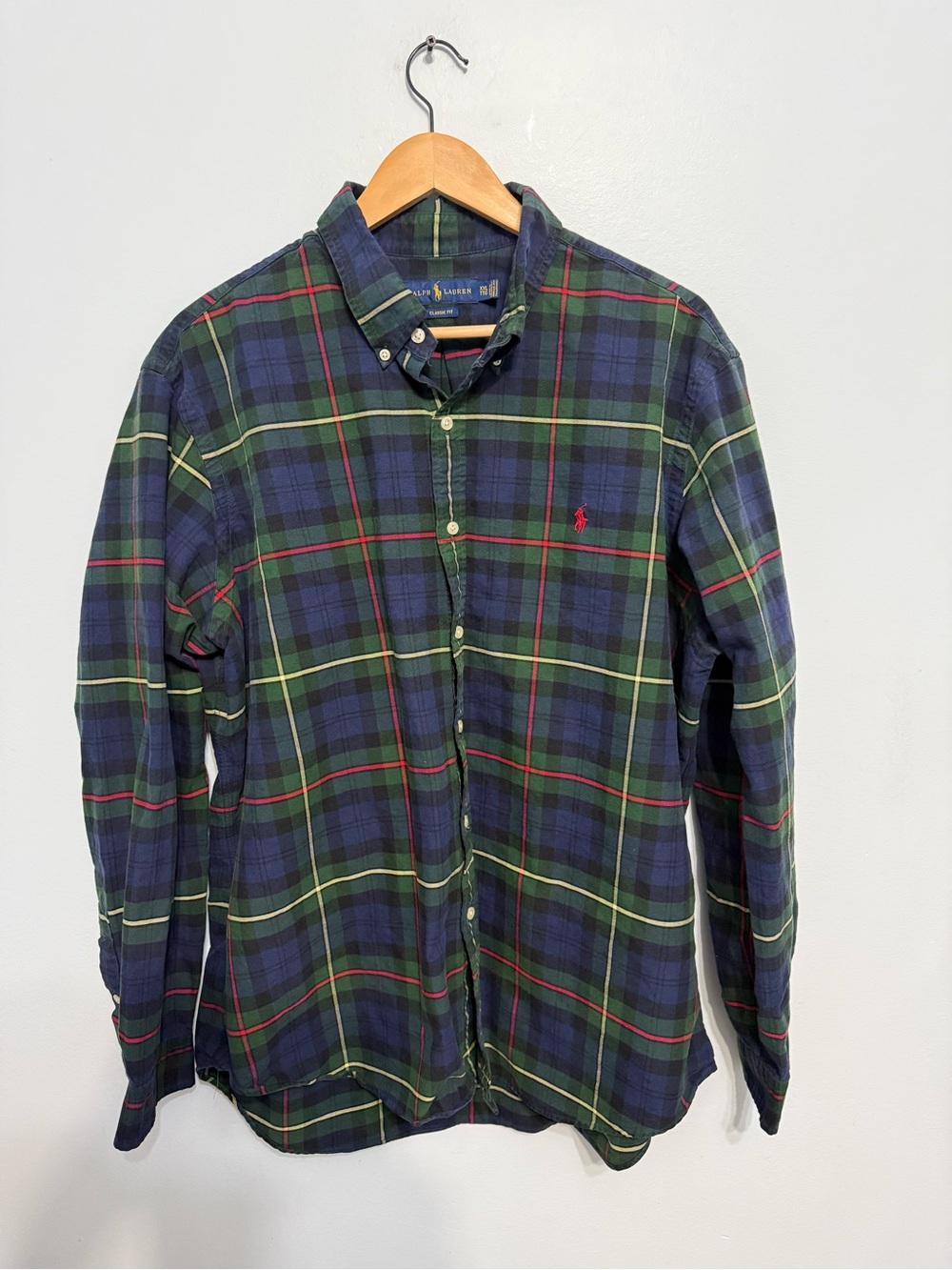 Polo by Ralph Lauren Navy & Green Plaid Button-Down Shirt